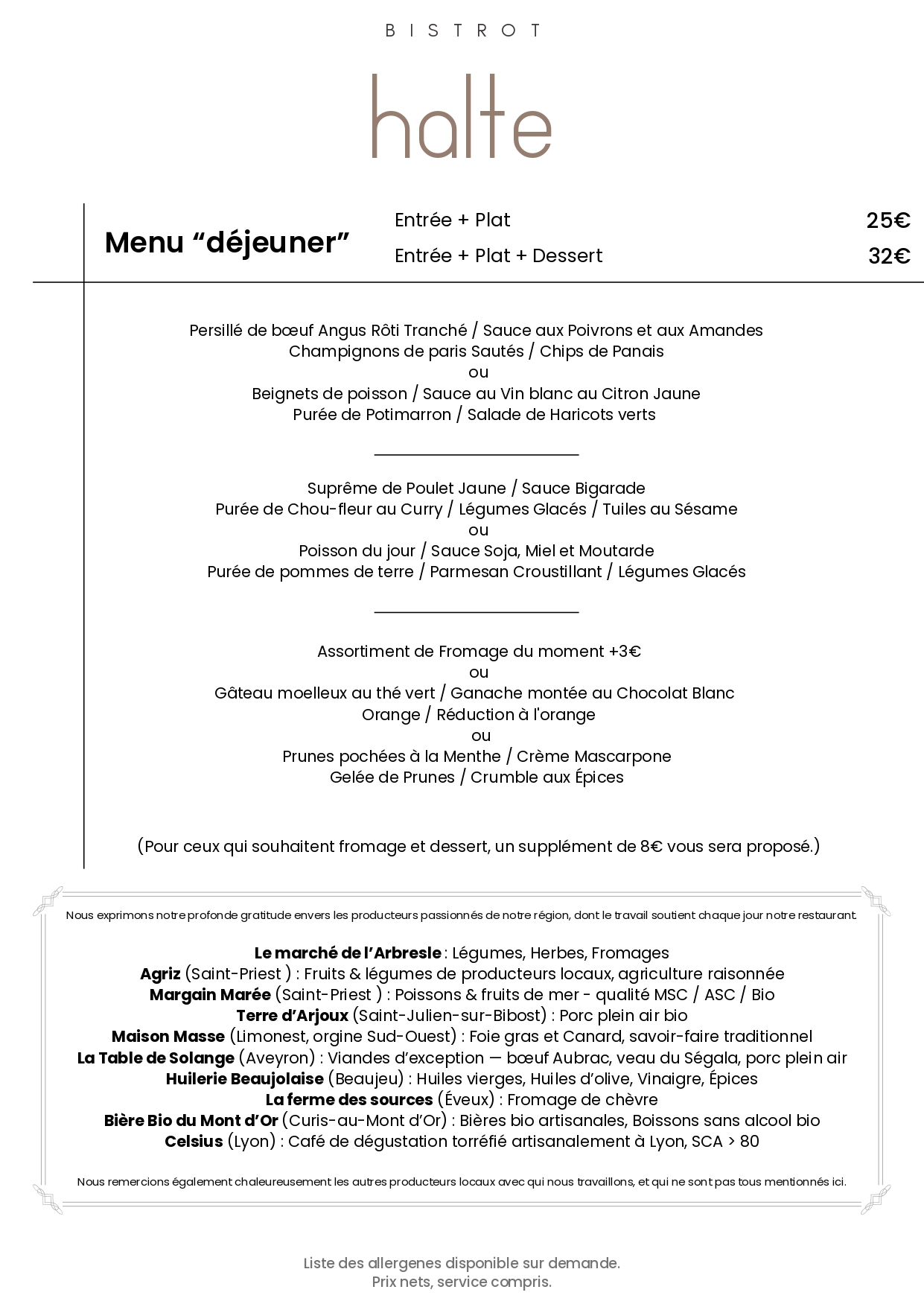 menu dejeuner